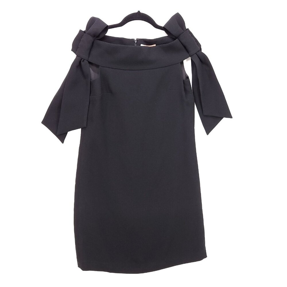 OVV Coktail Dress Black Mini Off Shoulder Big Bow Detail Classic Size Small